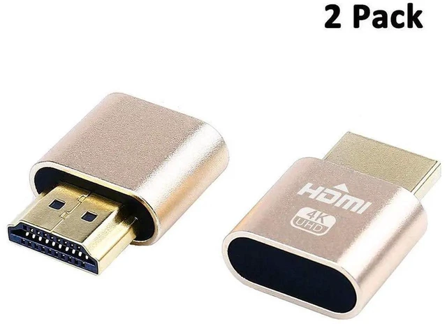 Alt view image 3 of 7 - 4K HDMI Dummy Plug Display Emulator 2 Pack, Fit-Headless Virtual Display Adapter 4K/2K/1080P for Windows Mac OSX Linux PC Desktop