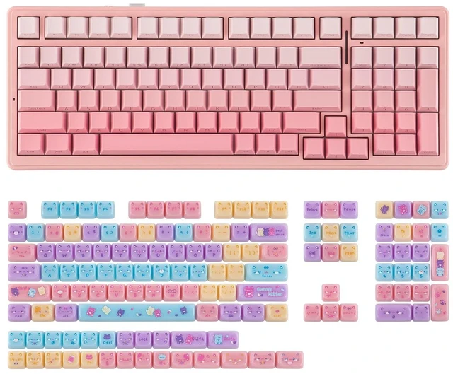 Alt view image 2 of 2 - Aula F99 96% Gaming Keyboard with KiiBOOM Meow Pudding Keycaps Set