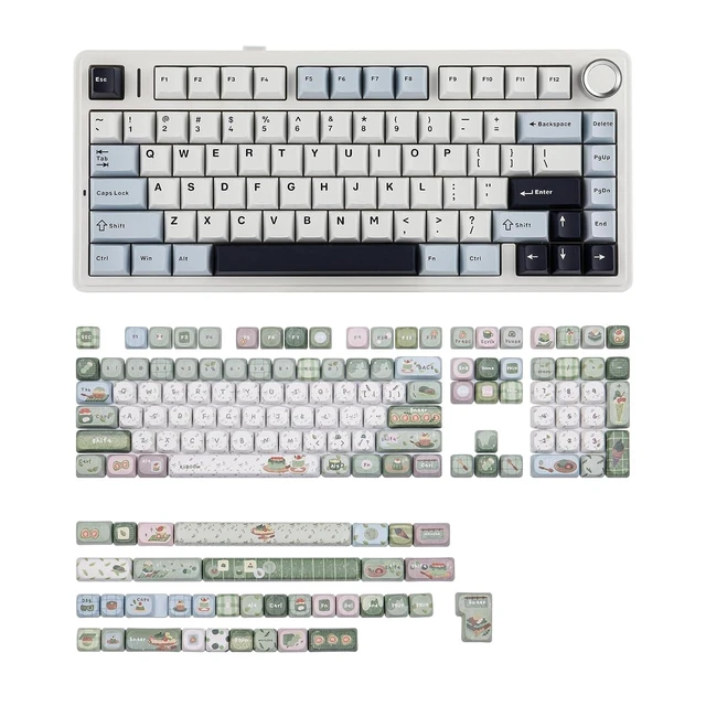 Alt view image 2 of 2 - Aula F75 PRO 75% Gaming Keyboard with KiiBoom Sprout Picnic Keycap Set
