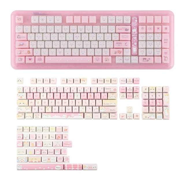 Alt view image 2 of 2 - Phantom98 Lite 96% Mechanical Gaming Keyboard with Cute Cat Keycaps Set