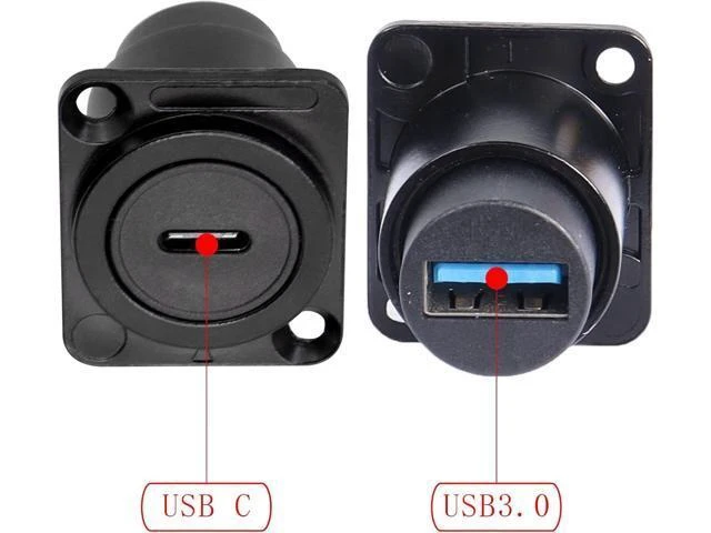 Alt view image 2 of 7 - D-Type Panel Mount Coupler USB C to USB A Female Panel Fixed Pass Through Module Converter USB 3.0 to Type C Data Transmission Adapter for Audio Video Network Industrial Equipment