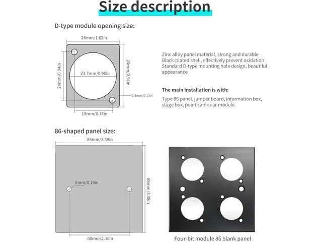 Alt view image 3 of 7 - D-Type Panel Mount Coupler USB C to USB A Female Panel Fixed Pass Through Module Converter USB 3.0 to Type C Data Transmission Adapter for Audio Video Network Industrial Equipment