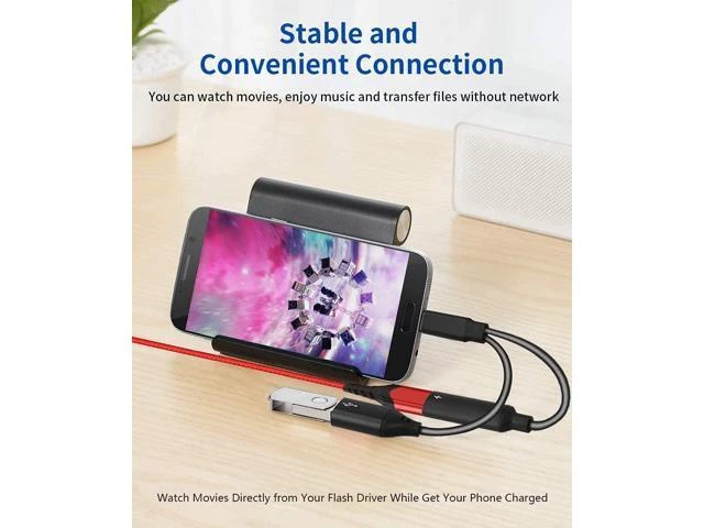 Alt view image 3 of 7 - USB C OTG Adapter with Power USB C to USB Female with 60W PD Charging OTG Adapter for S21/S20/S20+/Note 10+ iPad Pro Google Chromecast with Google TV Android LG V40 30 XPS-2 Pack