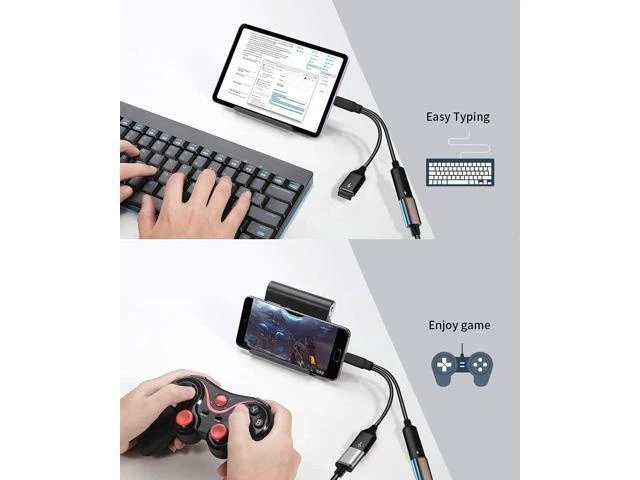 Alt view image 4 of 7 - USB C OTG Adapter with Power USB C to USB Female with 60W PD Charging OTG Adapter for S21/S20/S20+/Note 10+ iPad Pro Google Chromecast with Google TV Android LG V40 30 XPS-2 Pack