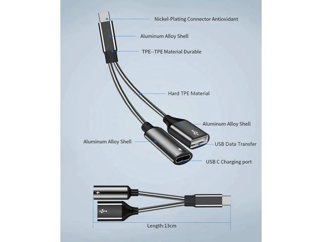 Alt view image 7 of 7 - USB C OTG Adapter with Power USB C to USB Female with 60W PD Charging OTG Adapter for S21/S20/S20+/Note 10+ iPad Pro Google Chromecast with Google TV Android LG V40 30 XPS-2 Pack