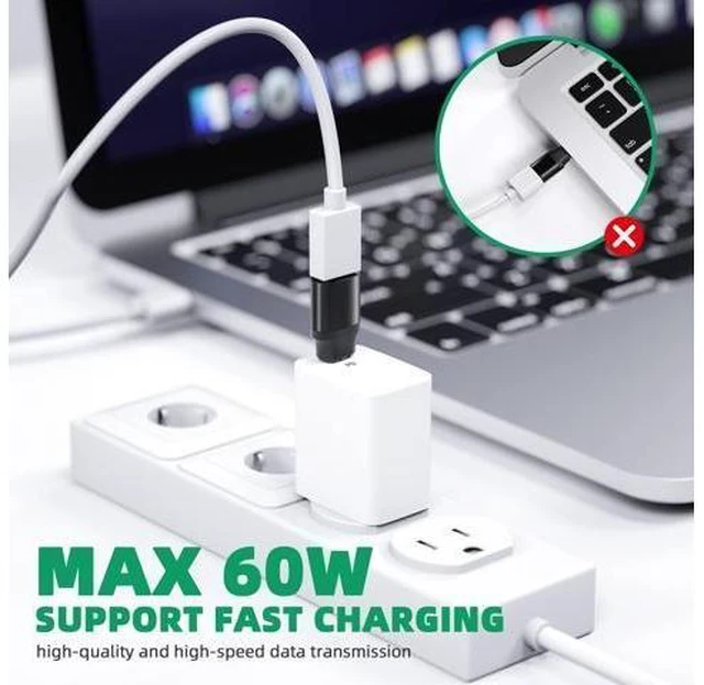 Alt view image 3 of 7 - USB C to USB Magnetic Adapter 24Pins USB C Male to USB A Female Adapter 2 Pack with PD 60w Charge 10Gbps USB3.1/USB3.0 for MacBook Pro/Air and More Type C Devices
