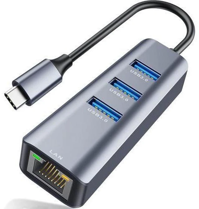 Main image of USB C to Ethernet Adapter 4-in-1 RJ45 to USB-C/Thunderbolt 3 to Gigabit Ethernet LAN Network Adapter for MacBook Pro/Air 2023/2024 iPad Pro iPhone 15/16 Pro/Max Chromebook XPS Surface Book