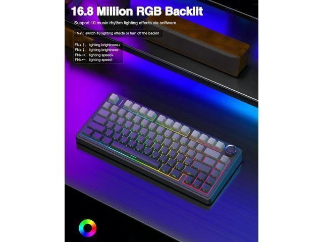 Alt view image 6 of 7 - AULA F75 Pro Wireless Mechanical Keyboard,75% Gasket Hot Swappable Custom Keyboard,RGB Backlit,Pre-lubed Reaper Switches,Side Printed PBT Keycaps,2.4GHz/USB-C/BT5.0 Mechanical Gaming Keyboard