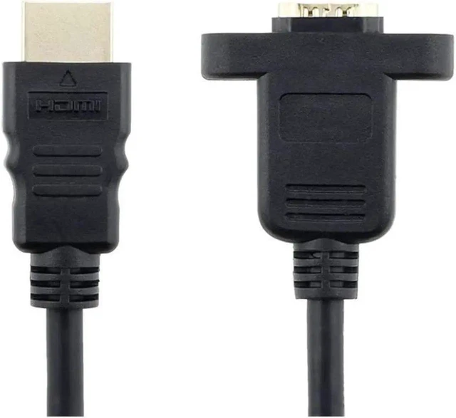 Alt view image 4 of 7 - 1FT HDMI Extension Cable Male to Female High Speed HDMI Extender with Screw Nut for Panel Mount, Gold-Plated Black
