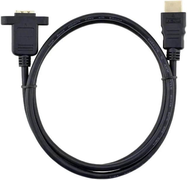Alt view image 6 of 7 - 1FT HDMI Extension Cable Male to Female High Speed HDMI Extender with Screw Nut for Panel Mount, Gold-Plated Black