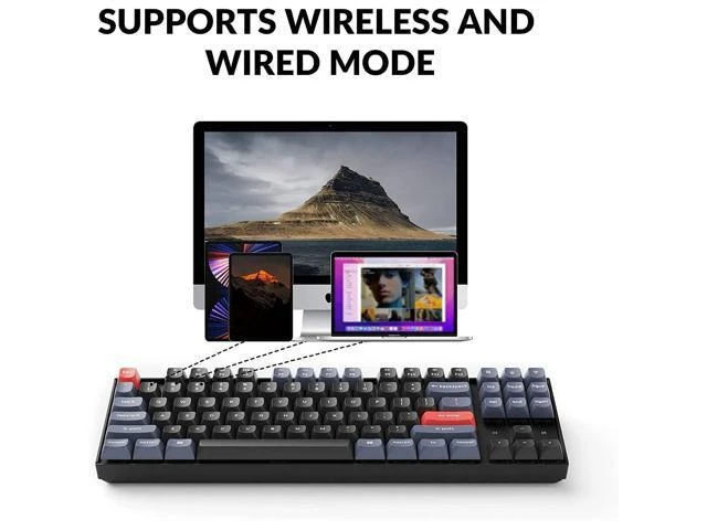Alt view image 2 of 7 - Zell K8 Pro Qmk/Via Wireless Mechanical Keyboard, Hot-Swappable Tkl Custom Programmable Macro Wired Keyboard With Gateron G Pro Blue Switch, Rgb Backlit, Pbt Keycaps For Mac Windows Linux
