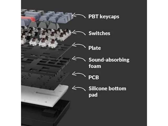Alt view image 3 of 7 - Zell K8 Pro Qmk/Via Wireless Mechanical Keyboard, Hot-Swappable Tkl Custom Programmable Macro Wired Keyboard With Gateron G Pro Blue Switch, Rgb Backlit, Pbt Keycaps For Mac Windows Linux