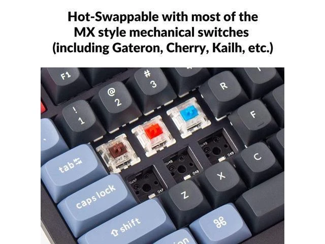 Alt view image 4 of 7 - Zell K8 Pro Qmk/Via Wireless Mechanical Keyboard, Hot-Swappable Tkl Custom Programmable Macro Wired Keyboard With Gateron G Pro Blue Switch, Rgb Backlit, Pbt Keycaps For Mac Windows Linux