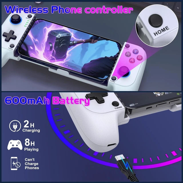 Alt view image 5 of 7 - Mobile Game Controllers for iPhone/Android, Hall Effect Phone Controllers Support Phone Case,Game Controllers for Xbox,for PlayStation,Cloud/Steam Gaming