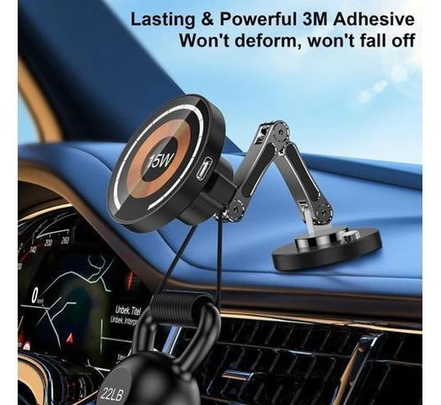 Alt view image 7 of 7 - 15W Magnetic Car Mounted Folding Mobile Phone Holder for Wireless Charger Car Dashboard Cell Phones Stand
