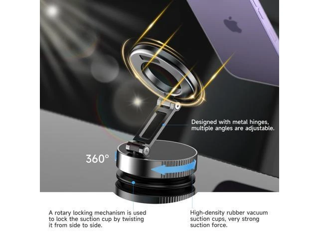 Alt view image 5 of 5 - Folding Magnetic Phone Mobile Holder Mount Windshield Dashboard Home Car Use Holder Strong Magnets for Cell Phones