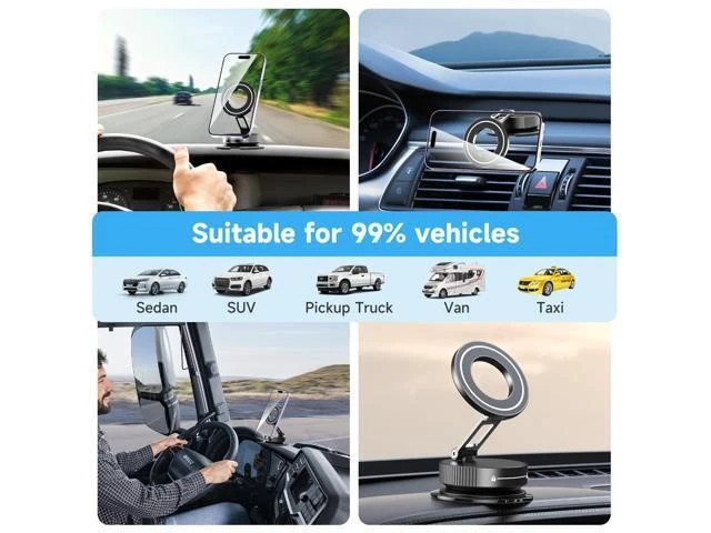 Alt view image 2 of 5 - Folding Magnetic Phone Mobile Holder Mount Windshield Dashboard Home Car Use Holder Strong Magnets for Cell Phones