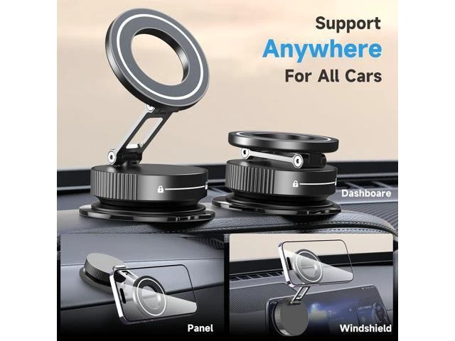 Alt view image 3 of 5 - Folding Magnetic Phone Mobile Holder Mount Windshield Dashboard Home Car Use Holder Strong Magnets for Cell Phones