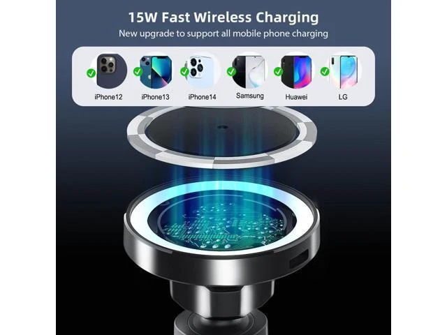 Alt view image 7 of 7 - 15W Magnetic Wireless Car Charger Air Vent Mount Works with Various Phone 360 Adjustable Fast Charging Phone Holder