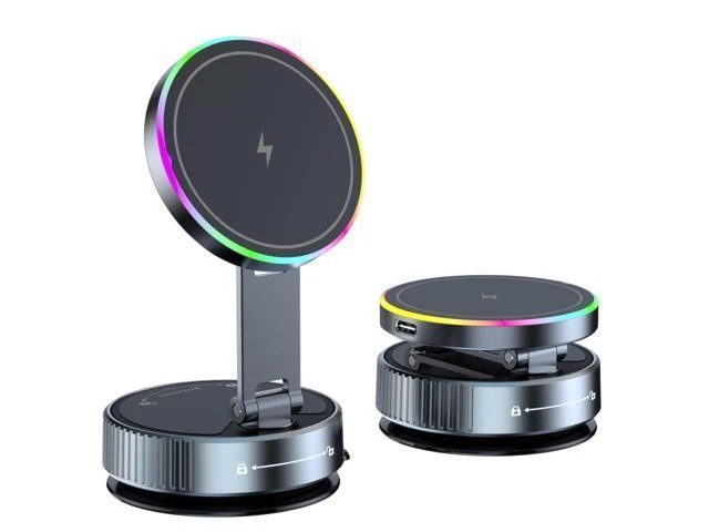 Alt view image 7 of 7 - 15W Fast Wireless Charging Magnetic Phone Mount Flexible and Foldable Navigation Car Mobile Phone Holder