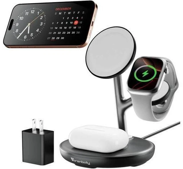 Main image of Magnetic Charger for iPhone Charging Station Mag-Safe Phone Charger for iPhone 17 16 15-12 Series for Airpods Watch and Phone Charging Stand