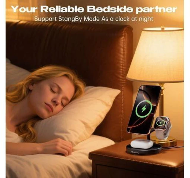 Alt view image 2 of 7 - Magnetic Charger for iPhone Charging Station Mag-Safe Phone Charger for iPhone 17 16 15-12 Series for Airpods Watch and Phone Charging Stand