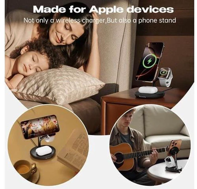 Alt view image 3 of 7 - Magnetic Charger for iPhone Charging Station Mag-Safe Phone Charger for iPhone 17 16 15-12 Series for Airpods Watch and Phone Charging Stand