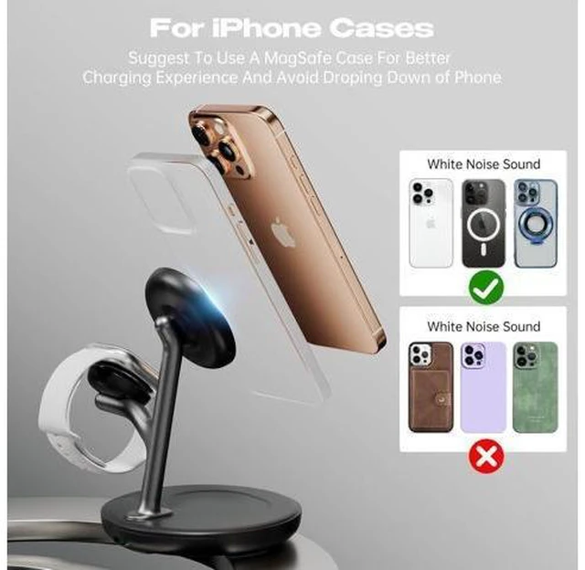 Alt view image 5 of 7 - Magnetic Charger for iPhone Charging Station Mag-Safe Phone Charger for iPhone 17 16 15-12 Series for Airpods Watch and Phone Charging Stand