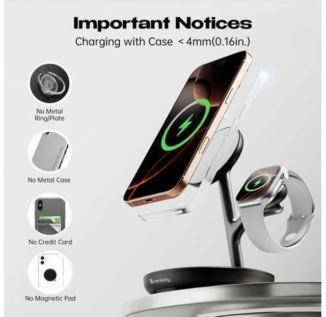 Alt view image 4 of 7 - Magnetic Charger for iPhone Charging Station Mag-Safe Phone Charger for iPhone 17 16 15-12 Series for Airpods Watch and Phone Charging Stand