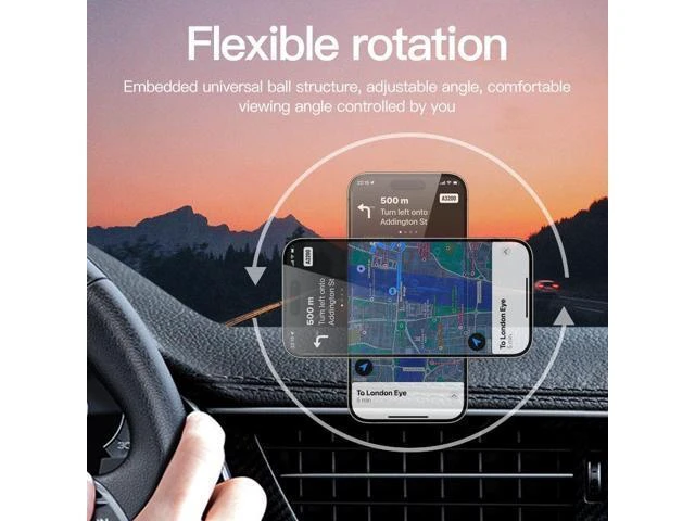Alt view image 4 of 5 - Car Holder Navigation Magnetic Phone Mount New Flexible Clock Design Air Outlet Hook for Mobile Phone Holders sliver