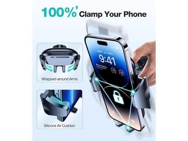 Alt view image 3 of 7 - Upgrade Ultra Stable Car Phone Holder MountDouble Lock Metal Clip Universal Air Vent Phone Mount Mobile Cell Phone Holder for Your Car for iPhone 17 Pro Max 16 and All Phone