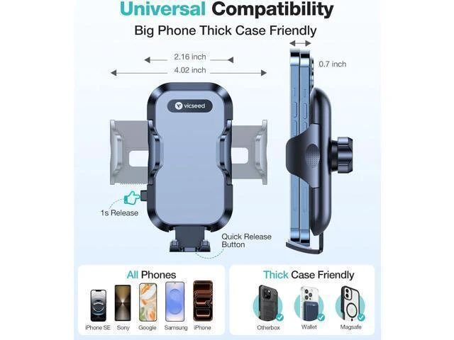 Alt view image 5 of 7 - Upgrade Ultra Stable Car Phone Holder MountDouble Lock Metal Clip Universal Air Vent Phone Mount Mobile Cell Phone Holder for Your Car for iPhone 17 Pro Max 16 and All Phone