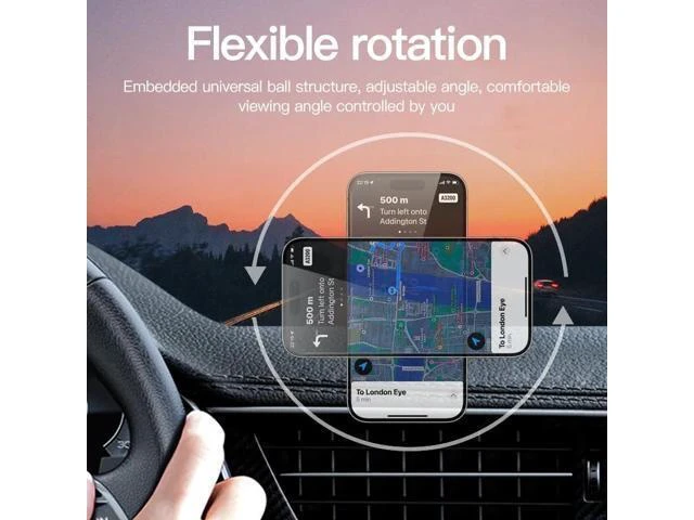 Alt view image 5 of 5 - Car Holder Navigation Magnetic Phone Mount New Flexible Clock Design Air Outlet Hook for Mobile Phone Holders gold