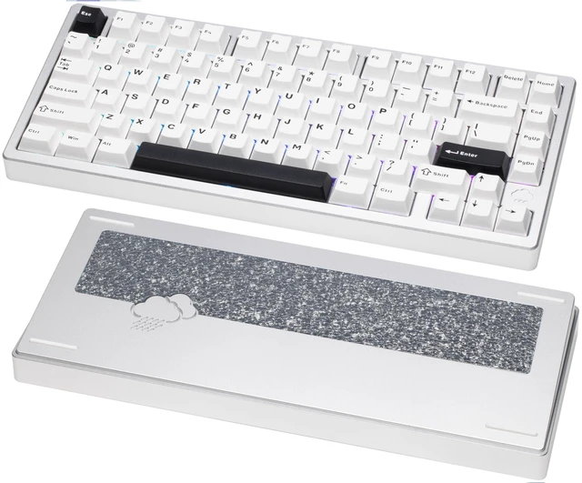 Main image of KEEBMONKEY WOBKEY Rainy 75 CNC Aluminum HMX/JWK/Cocoa Switches Triple-Mode Connectivity Mechanical Keyboard with Superior Acoustics, RGB/FR4/Silver SUS304/7000mAh/Cocoa Switch (Pro - Silver)