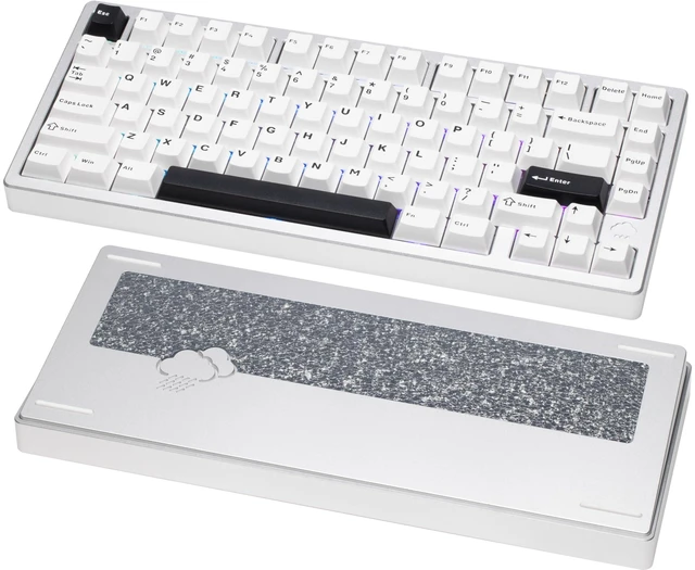 Main image of KEEBMONKEY WOBKEY Rainy 75 CNC Aluminum HMX/JWK/Cocoa Switches Triple-Mode Connectivity Mechanical Keyboard with Superior Acoustics, RGB/FR4/Silver SUS304/7000mAh/Cocoa Switch (Pro - Silver)