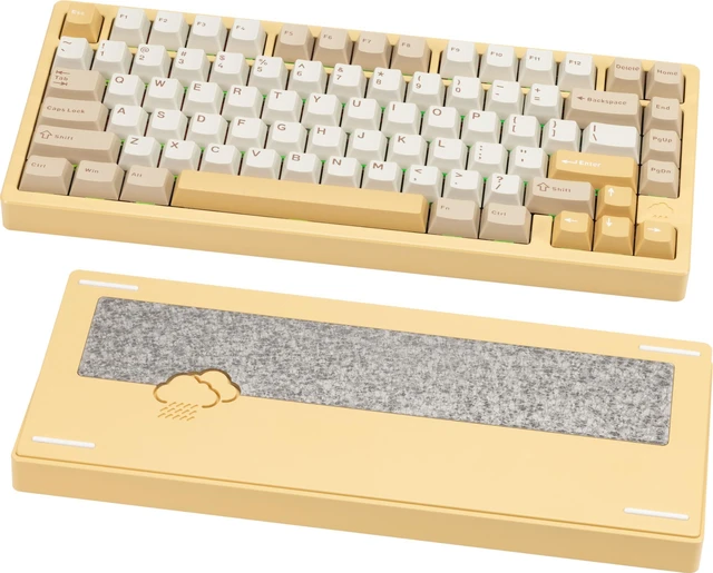 Main image of KEEBMONKEY WOBKEY Rainy 75 CNC Aluminum HMX/JWK/Cocoa Switches Triple-Mode Connectivity Mechanical Keyboard with Superior Acoustics, RGB/FR4/Silver SUS304/7000mAh/WOB Switch (Pro - Yellow)