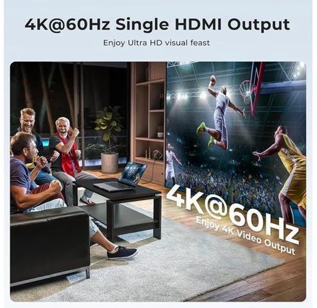Alt view image 6 of 6 - USB-C to Dual HDMI Adapter 4K@60Hz Type-C to HDMI Converter for Dual Monitors USB-C Hub for MacBook/Laptop/HP//Surface//Thinkpad/Chromebook