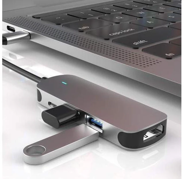 Alt view image 7 of 7 - USB C Docking Station 4 in 1 USB-C Dual Display Laptop Docking Station USB Type C Hub Multiport Adapter Dongle with 1 HDMI, 2 USB Ports, PD Compatible with , Surface, HP, Lenovo and More Laptops