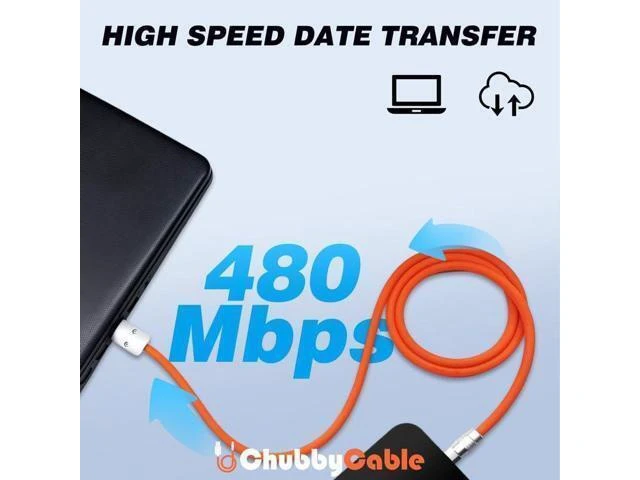 Alt view image 5 of 5 - chubbycable Chubby 3.0 Fast Charging Cable Durable Soft Silicone USB C Cable 240W Extra Thick Phone Charger Cord Data Transfer Type C Cable, Rose Red, Type-C to Type-C, 13.1 FT