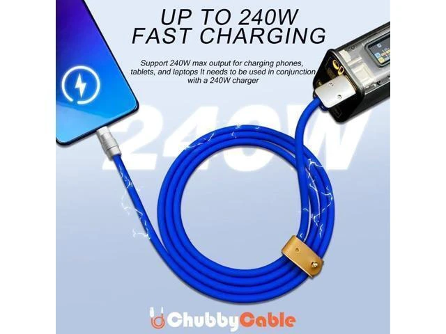 Alt view image 3 of 5 - chubbycable Chubby 3.0 Fast Charging Cable Durable Soft Silicone USB C Cable 240W Extra Thick Phone Charger Cord Data Transfer Type C Cable, Rose Red, Type-C to Type-C, 13.1 FT