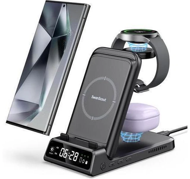 Main image of Charging Station for S24 Ultra, Wireless Charger for Galaxy S24+/S24/S23 Ultra/S23/S22/Note 20, Galaxy Watch 6/6 Classic/5/5 Pro/4, Galaxy Buds 2 Pro/Pro (for Travel)