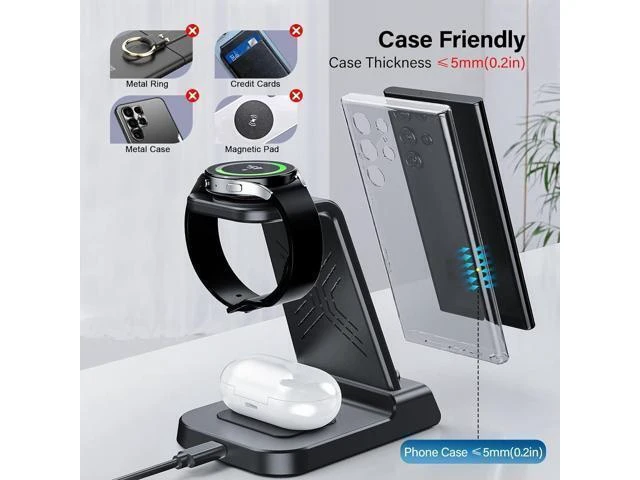 Alt view image 6 of 6 - Wireless Charger for , 3 in 1 Wireless Charging Station for Galaxy S24 Ultra/S23 Ultra/S22/S21/Note 20/Z Flip 5/Fold 5, Watch Charger for Galaxy Watch 6/5/4, Galaxy Buds 2/Pro/+
