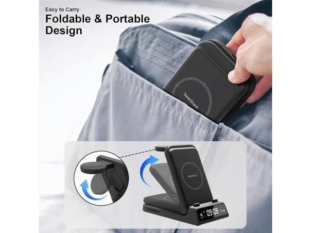 Alt view image 3 of 7 - Charging Station for S24 Ultra, Wireless Charger for Galaxy S24+/S24/S23 Ultra/S23/S22/Note 20, Galaxy Watch 6/6 Classic/5/5 Pro/4, Galaxy Buds 2 Pro/Pro (for Travel)
