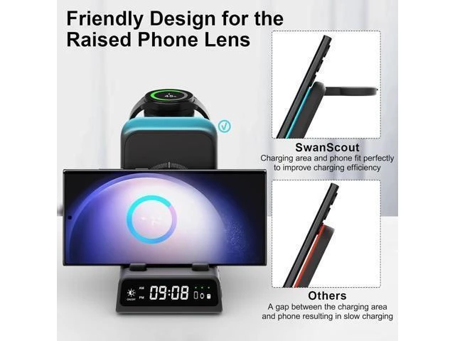 Alt view image 6 of 7 - Charging Station for S24 Ultra, Wireless Charger for Galaxy S24+/S24/S23 Ultra/S23/S22/Note 20, Galaxy Watch 6/6 Classic/5/5 Pro/4, Galaxy Buds 2 Pro/Pro (for Travel)
