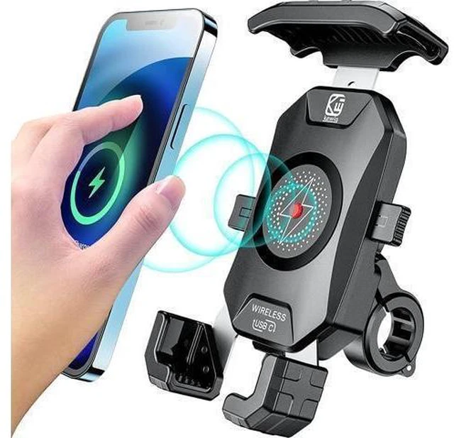 Main image of KEWIG Waterproof Motorcycle Phone Mount Qi 15W Wireless & USB C 20W Fast Chargeing Port Automatically Lock & Quick Release Handlebar Cell Phone Holder for 4-7 Phones