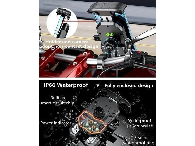 Alt view image 5 of 6 - KEWIG Waterproof Motorcycle Phone Mount Qi 15W Wireless & USB C 20W Fast Chargeing Port Automatically Lock & Quick Release Handlebar Cell Phone Holder for 4-7 Phones