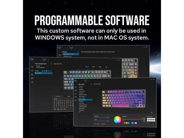 Alt view image 7 of 7 - Aula F75 Gasket Mechanical Keyboard, 75% Wireless Hot Swappable Gaming Keyboard with Five-Layer Padding&Knob, Bluetooth/2.4GHz/USB-C, RGB (Black Gradient, LEOBOG Reaper Switch)