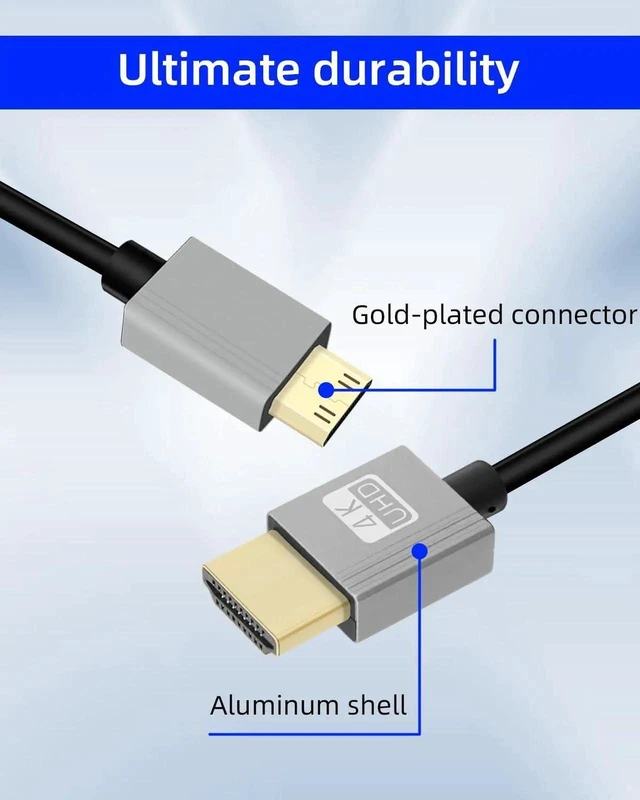 Alt view image 6 of 7 - 2.2FT Coiled Mini HDMI to HDMI Cable, HDMI 2.0 4K@120Hz 18Gbps Gold Plated Short Coiled Cord for Camera Camcorder HDTV Tablet