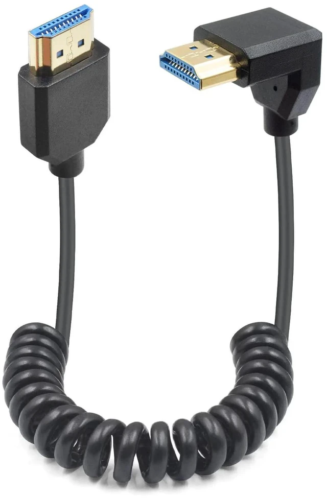 Main image of 90 Degree Down Angled HDMI Coiled Cable 4FT/1.2M, 8K@60Hz Ultra Thin High Speed 48Gbps HDMI 2.1 Cord for PS5/Xbox/TV/PS4