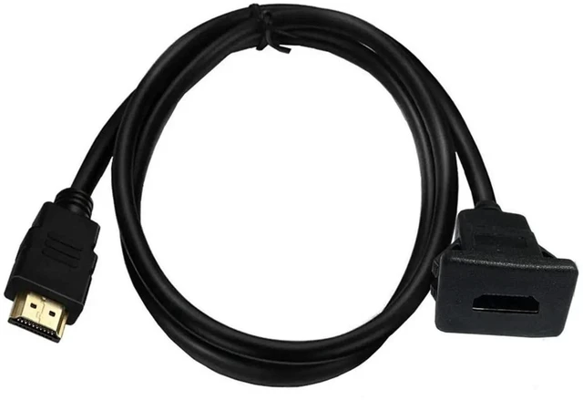 Main image of HDMI Square Flush Mount Cable 1M/3Ft, HDMI Male to Female Dash Flush Panel Mount Extension Cord for Car, Boat, Motorcycle